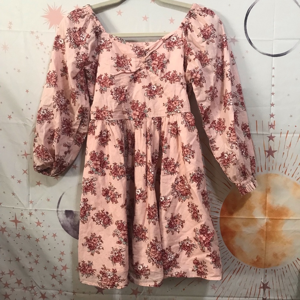 Janie and Jack Pink Floral Puff-Sleeve Dress